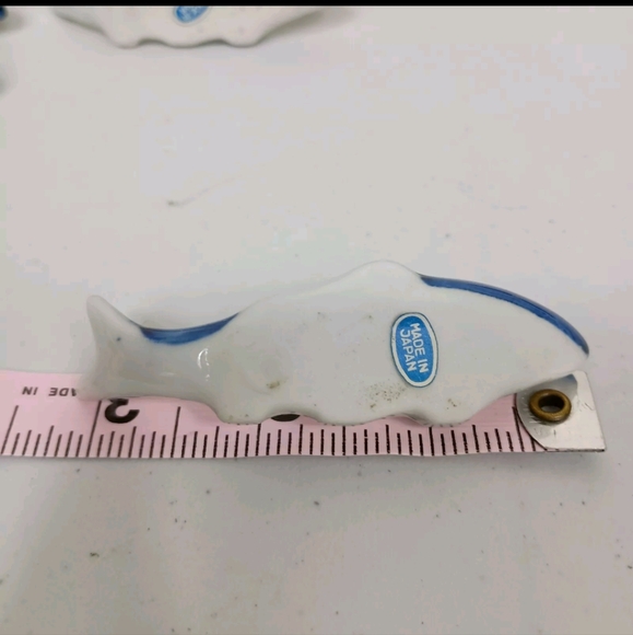 Vintage Chopstick Rests Blue Ceramic Fish Figurines Japan Marked - 10 PCS - Picture 3 of 7